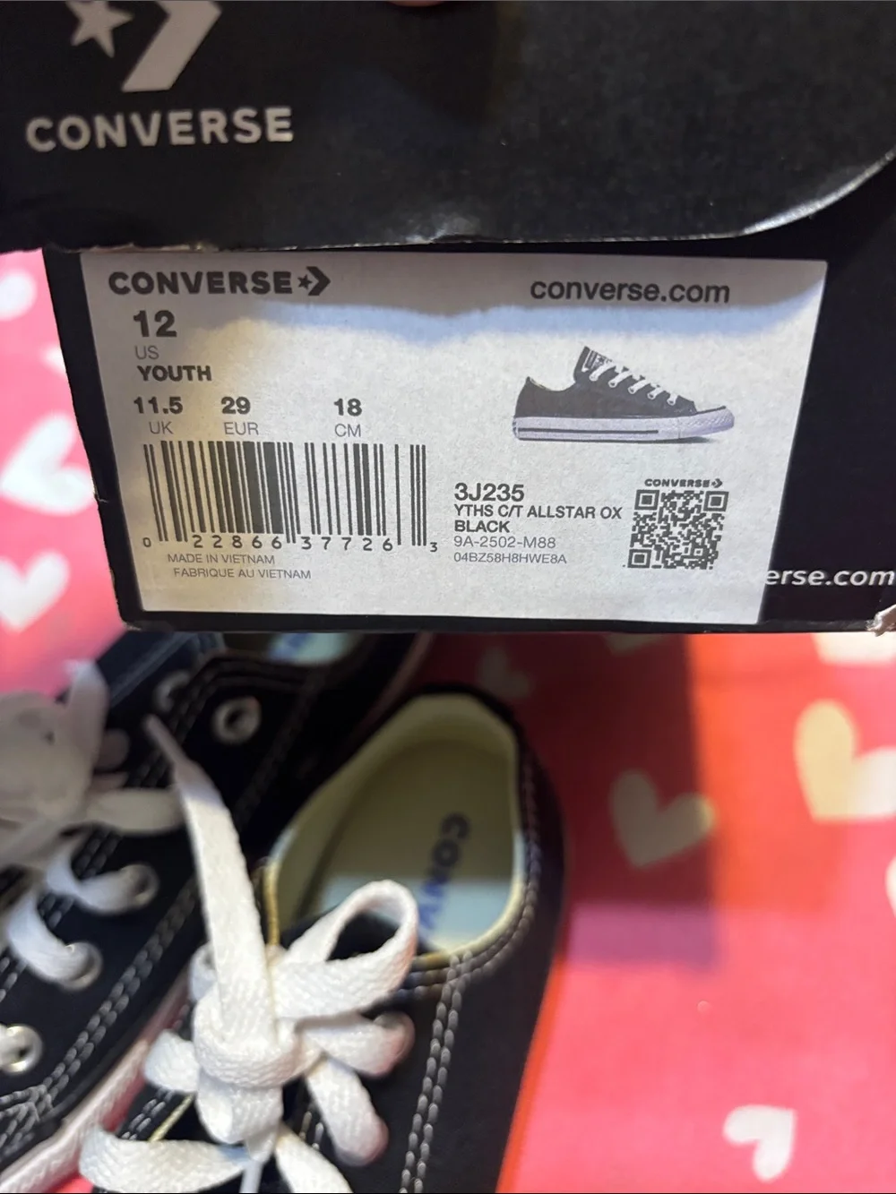 Converse Kids Black and White Low Top Canvas Sneakers